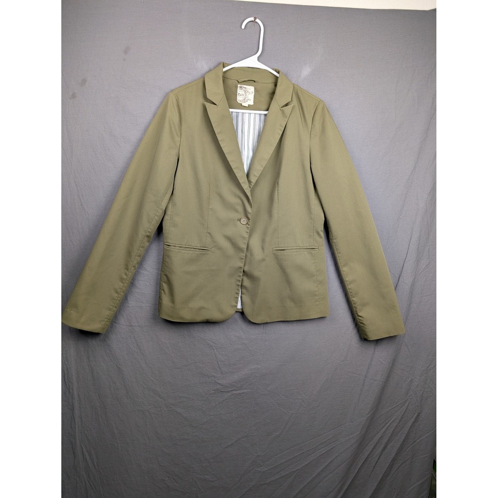 Tulle Womens‎ Olive Green One Button Blazer Jacket Size Large Business Casual
